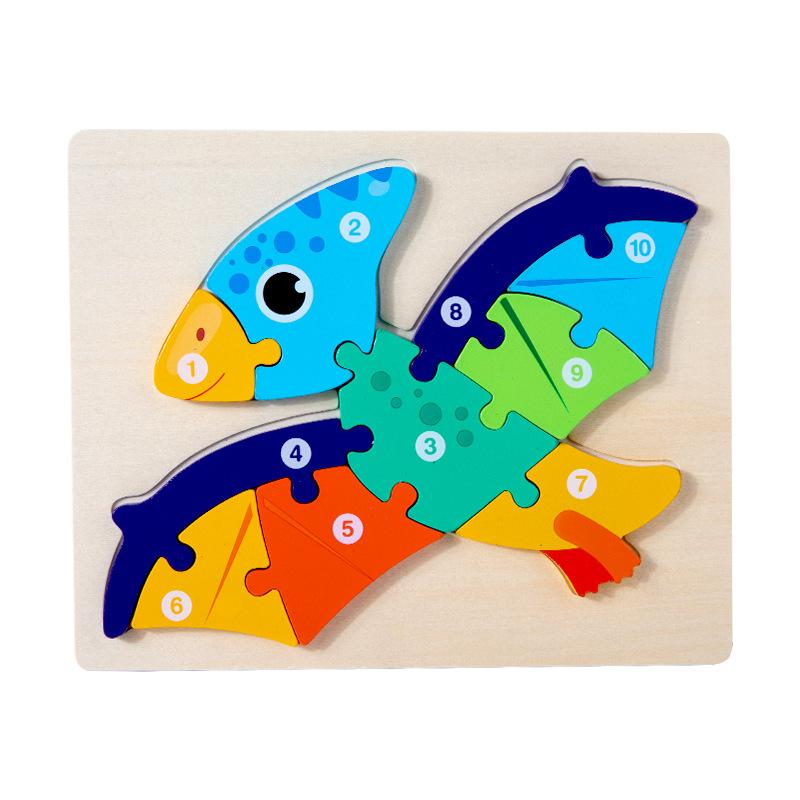 Children Wooden Early Education Animals Digital Traffic Cognition Puzzle Wooden 3D Buckle Three-Dimensional Puzzle Educational Toys