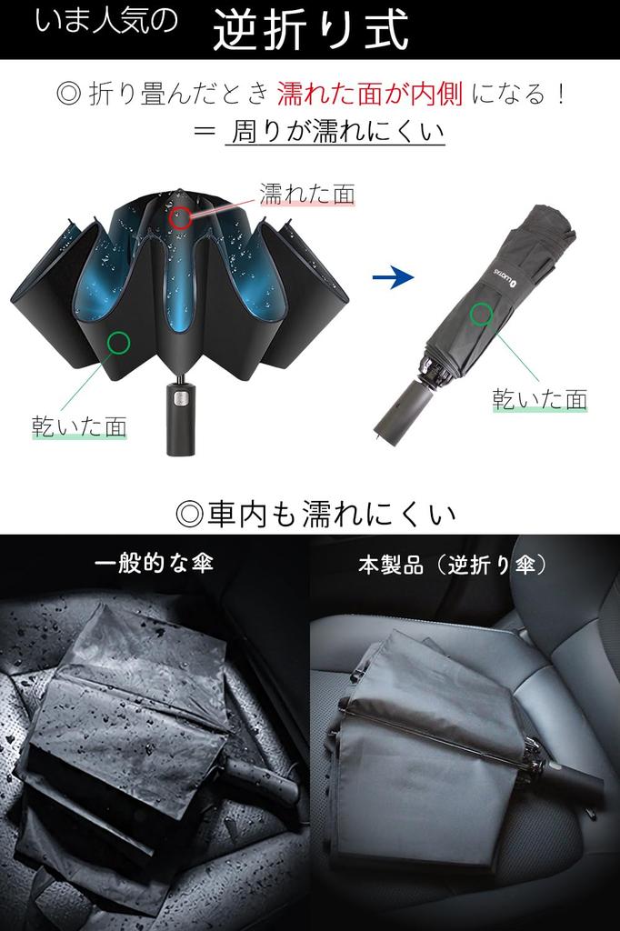 folding Extra large folding automatic opening and reverse folding 10 70cm for both sunny and rainy light and ultra black [Men's umbrella] umbrella,