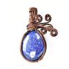 Natural Lapis Lazuli 71 Ct Certified Handmade Copper Wire Wrapped Oval Pendant