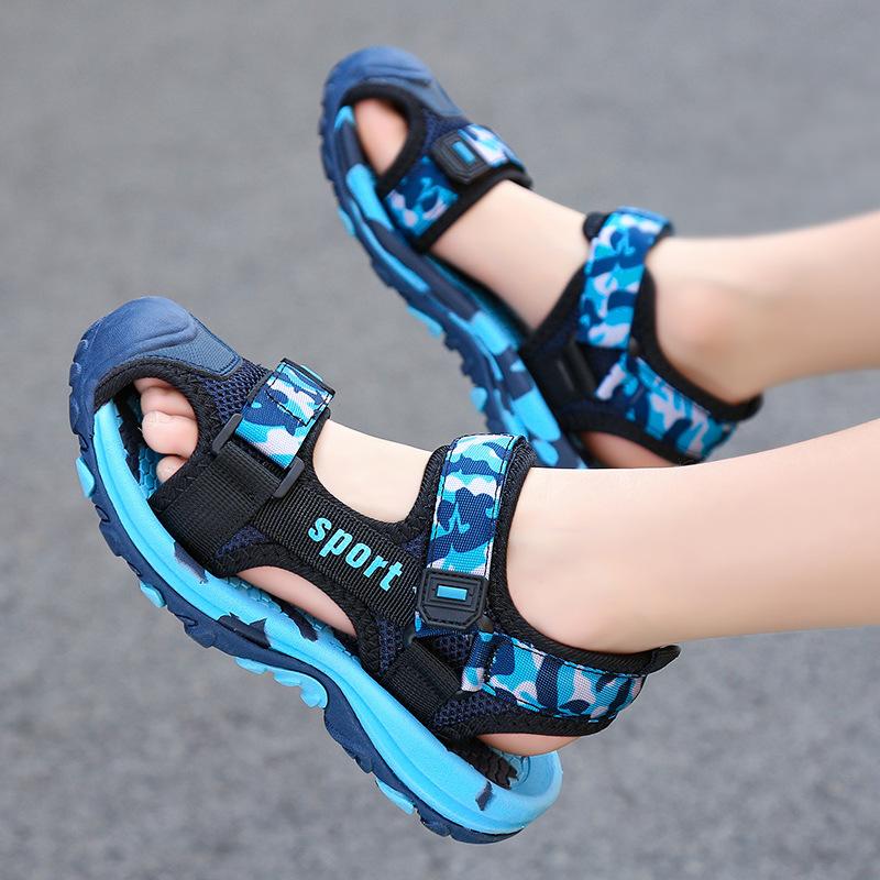 Boys Sandals Baotou Medium and Older Children's Camouflage Shoes Soft Sole Non-slip Sports Children's Beach Shoes Tide