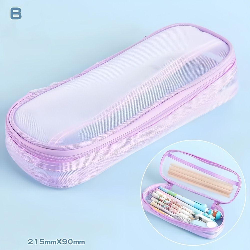 Lightweight Mesh Pencil Case Large Capacity Aesthetic Bag  Student Stationary