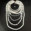 Elegant Multi Strand Imitation Pearls Chokers Necklace With Matching Stud Earrings Gift Set Vintage Fashion Stone Jewelry