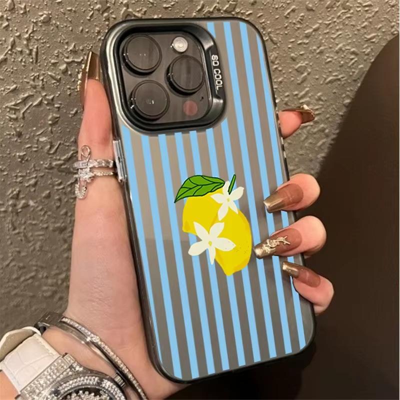 

Желтый лимон в синюю полоску Чехол для телефона для Samsung Galaxy S26 S25 Ultra S24 S23 FE S22 S21 Plus A56 A55 A54 A53 Жесткий матовый чехол Galaxy A55
