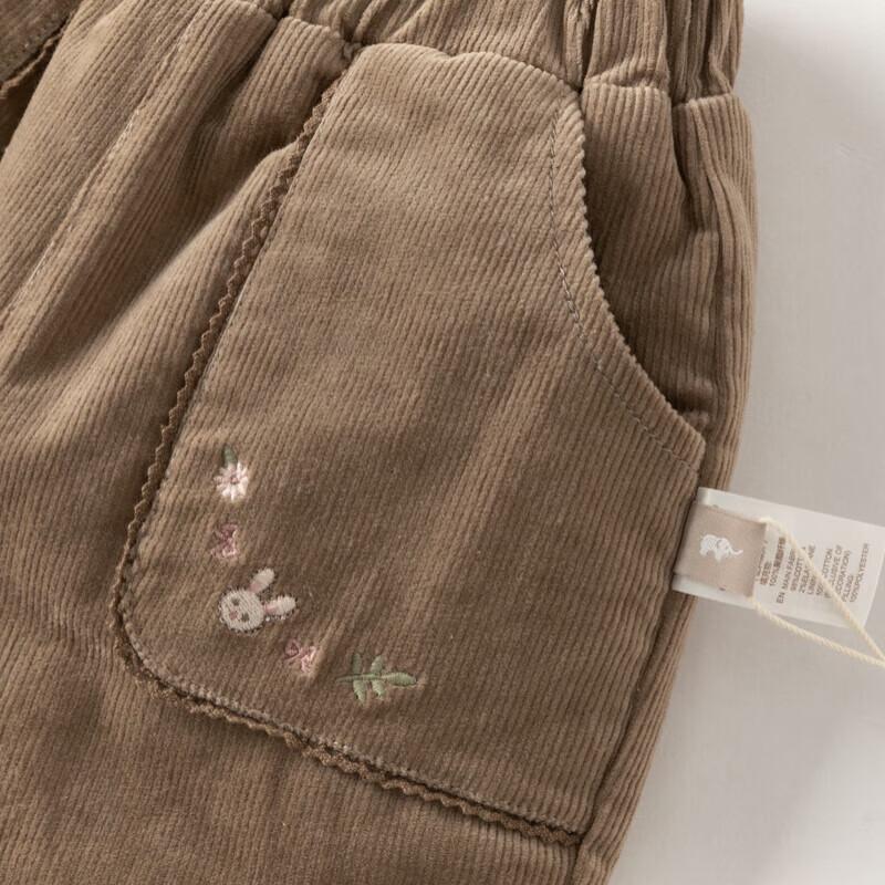 DAVE&BELLA Girls' Winter Corduroy Cotton-Padded Cuffed Pants