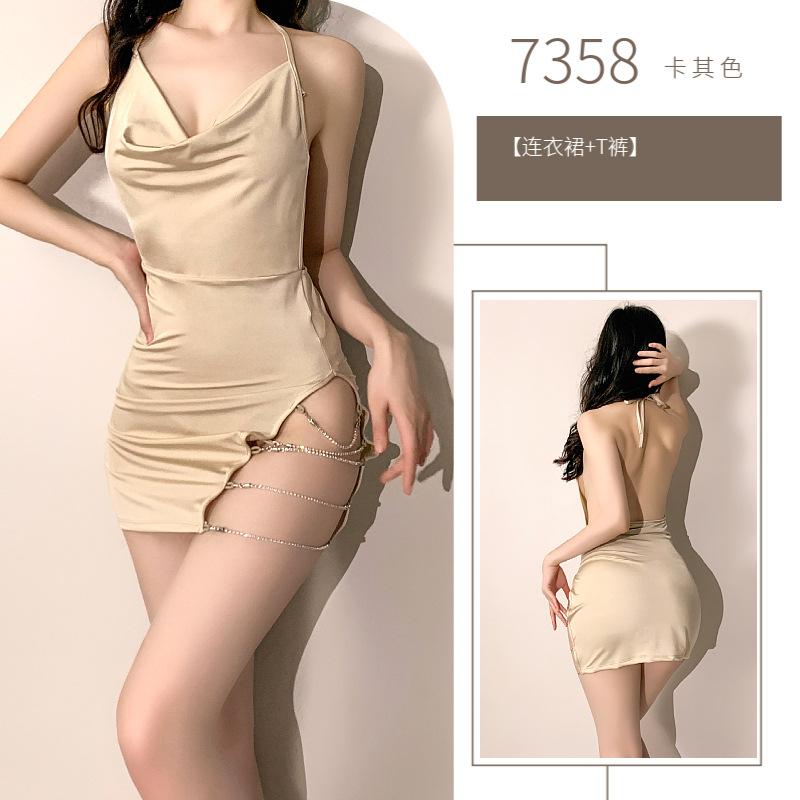 Sex Underwear Sexy Chain Passion Hip Wrap Nightclub Suit Short Suspender Nightdress Backless Uniform