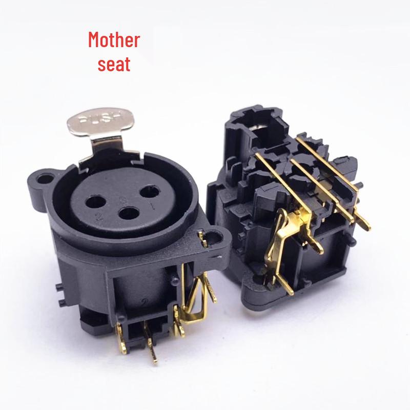 Gold-Plated Copper 3-Pin XLR Socket, Bent-Leg, Balanced Audio, Male/Female