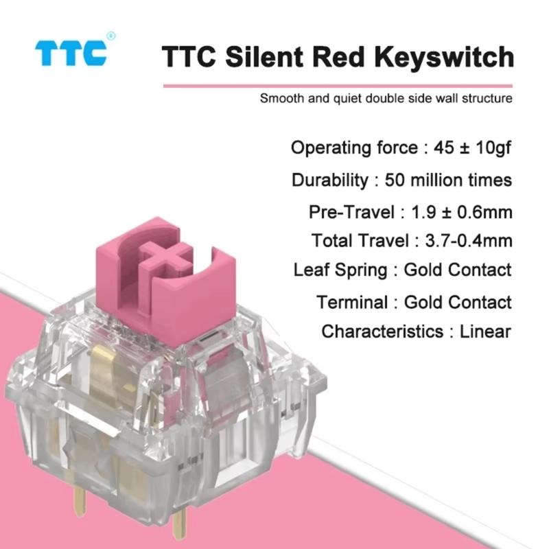 TTCs Silence Bluish White V2V3 Switches 3Pin Tactile Silence for Mechanical Keyboards Mute 2 Gold Plateds Spring Axises