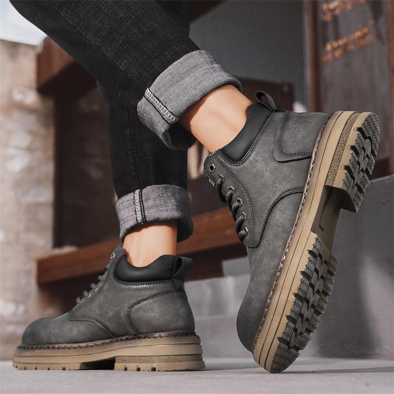 Herren Stiefeletten Echtes Leder Kurze Stiefel Retro Tooling Stiefel Freizeitschuhe