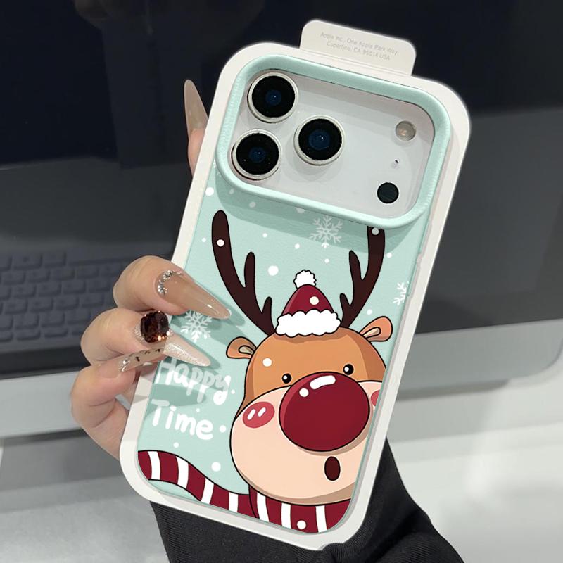 For iPhone 17 Pro Max Case Christmas Elk Pattern TPU Silicone Soft Cover Funda For iPhone 16 Pro Max 15 14 13 12 11 16e 17 Air