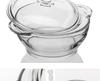 Heat-Resistant Crystal Cookware Set: 2.5L Tempered Glass Pot with Handles, 1.5L Soup Bowl, 1L Pot, Each with Lids, Three Upgraded Sizes.