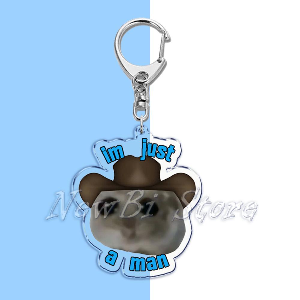 Fun Meme Im Just A Girl Sad Hamster Key Chain Keychains Ring for Accessories Bag Funny Pendant Keyring Jewelry Fans Gifts