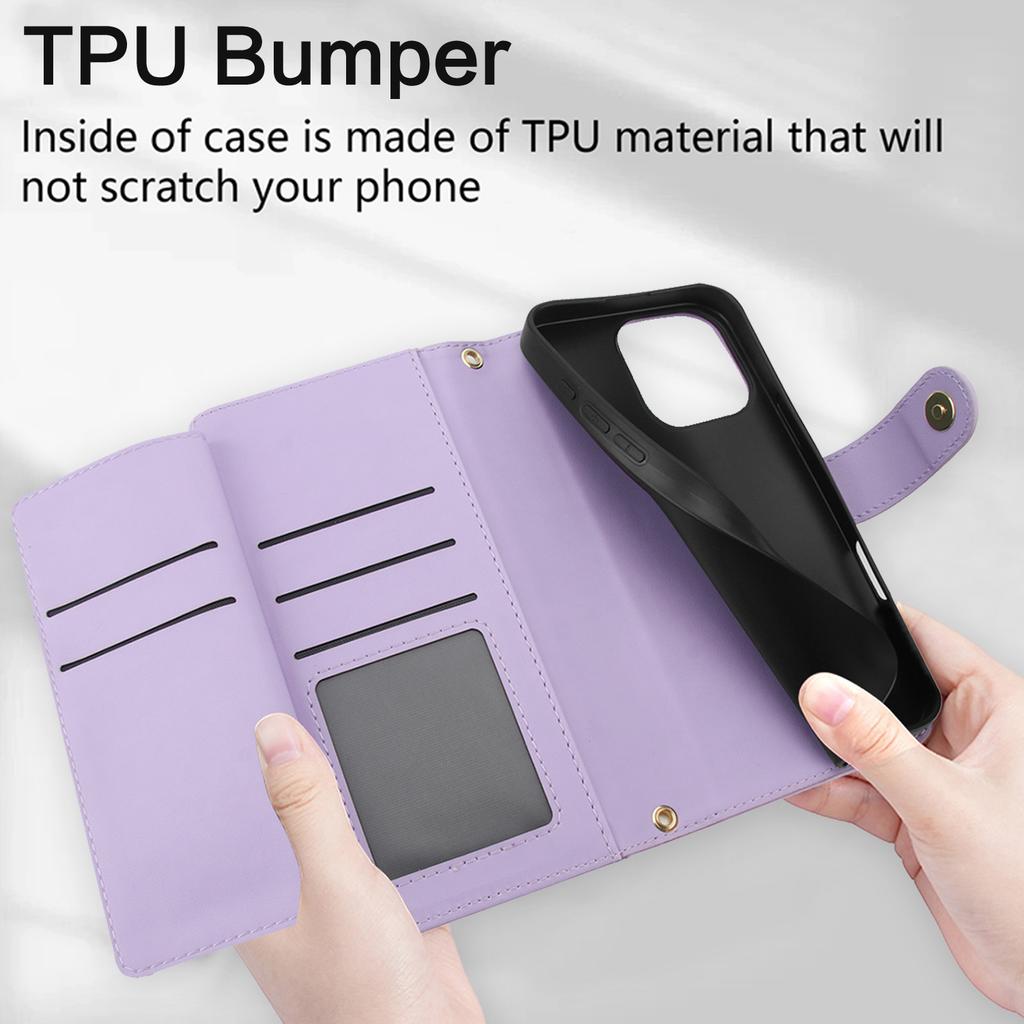 Zipper Leather Wallet Flip Case For iPhone 17 Pro Max 16 15 14 13 12 11 16E 16Plus Luxury RFID Stand Book Long Lanyard Bag Cover