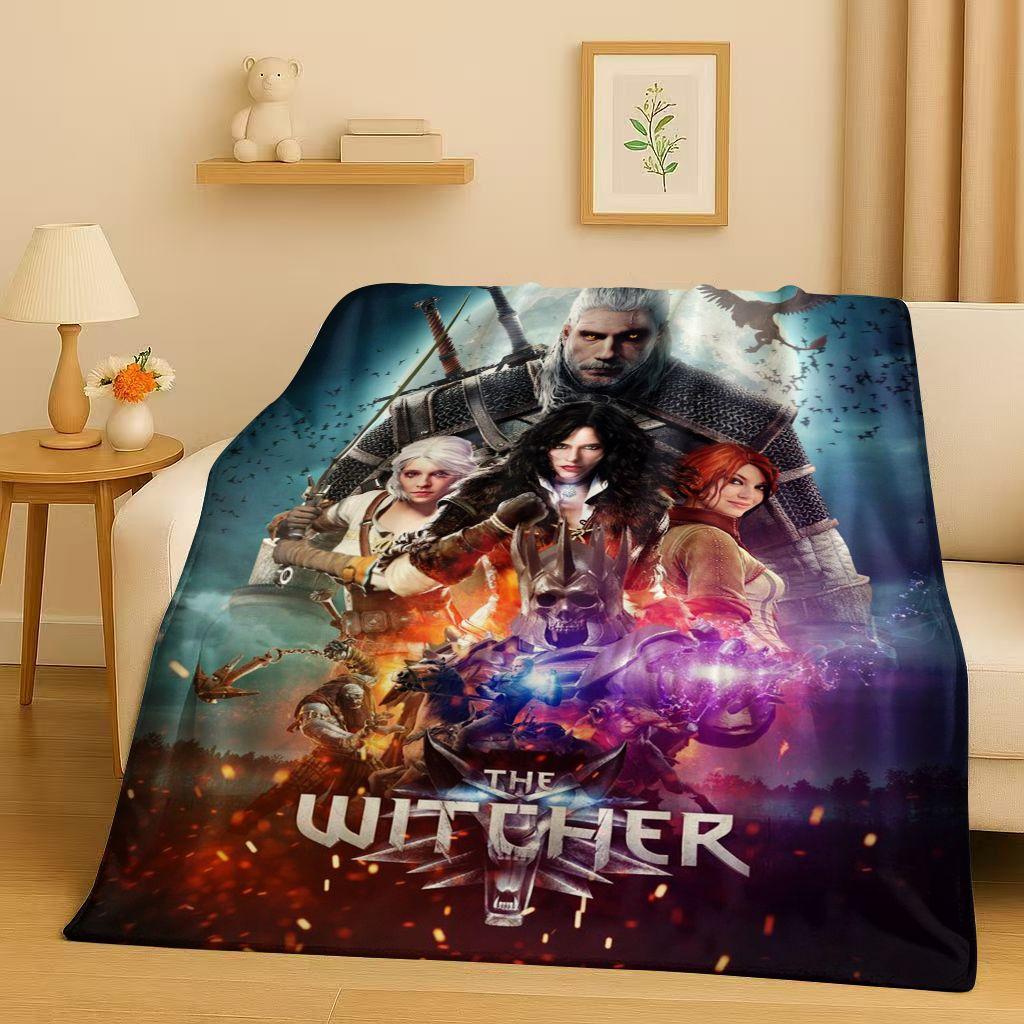 HD The W-Witcher Game Geralt Gamer Cartoon Flannel Blanket,Ultra Soft Plush Throw for Home Bedroom Bed Sofa Cover Kid Gift