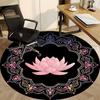1pc Lotus Mandala Pattern Chair Carpet for Office, Round Non Slip Durable Large Size Office Carpet, Suitable for Office