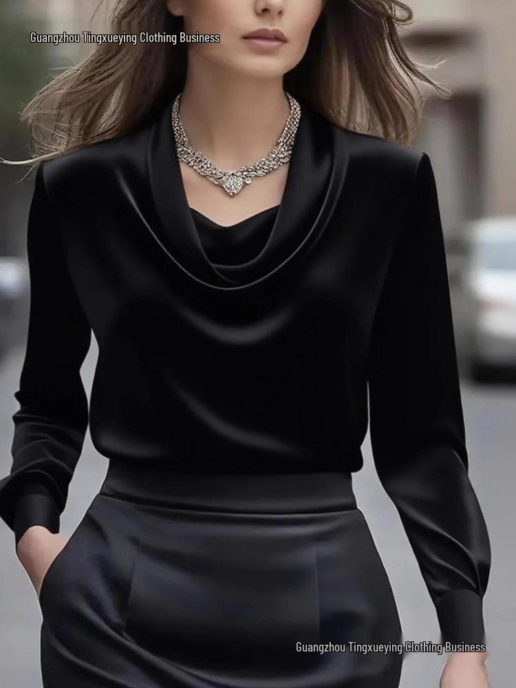 2026 Autumn Fashion Elegant Solid Color Batwing Long Sleeve Women's Shirt