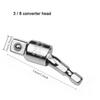 Hexagonal Shank To Quadrilateral Socket Universal Joint Rod Driver Connector 360 Degree Hand Drill Conversion Head 1/4"3/8"1/2"