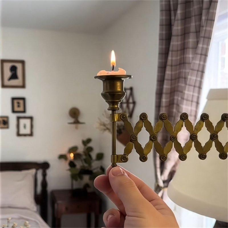Modern Retractable Taper Candleholder Sconce With Adjustable Length Design For Wall Mount Decorations And Special Event