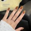 30-Piece Caramel Coffee Gel Short Wearable Nail Art Patches - Handmade & Removable