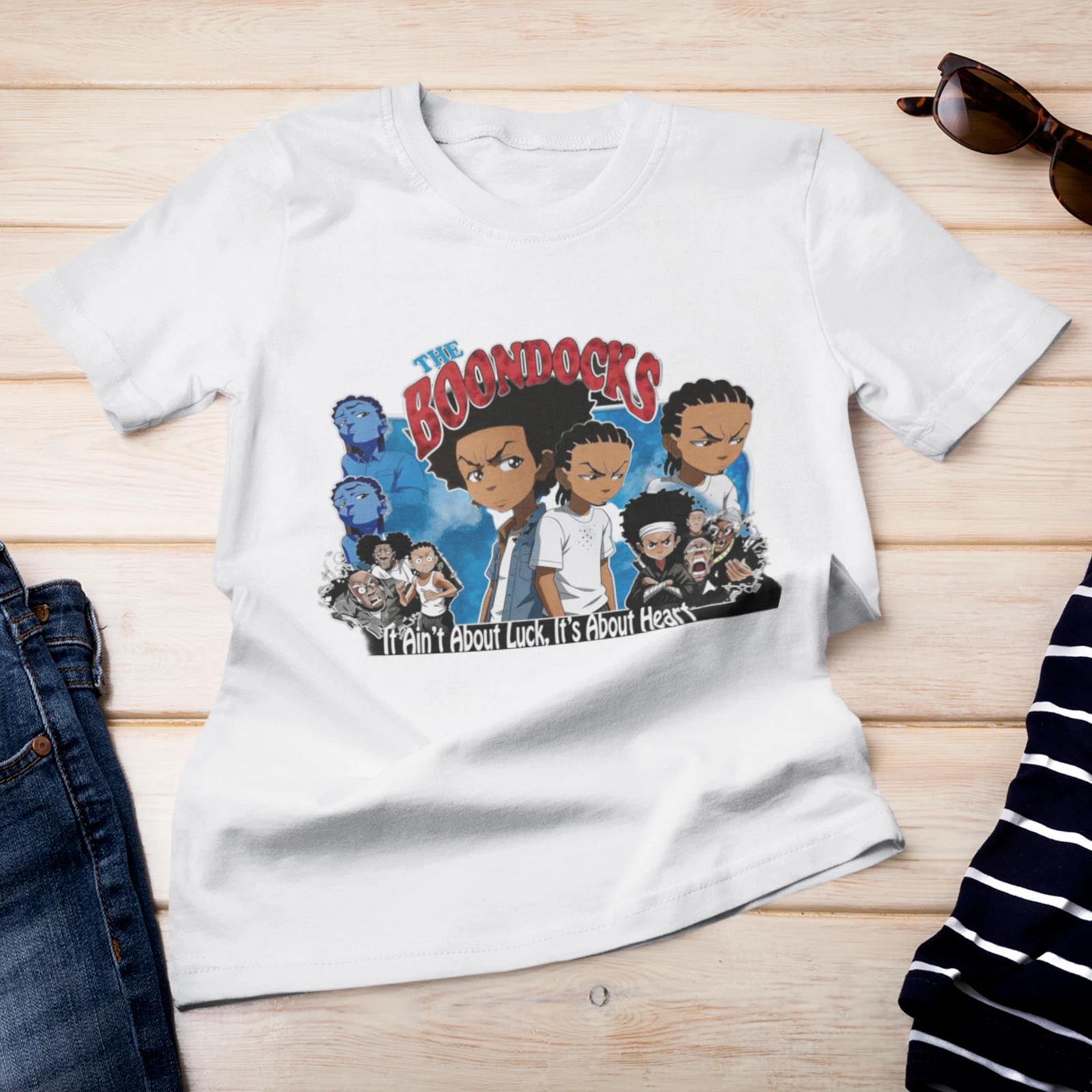 The Boondocks Anime Shirt Hip Hop Cartoon Streetwear Graphic Tee XL