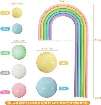 28 Peças Toppers de Bolo Arco-Íris Bolas Coloridas Decorações de Bolo para Casamento Chá de Bebê Meninas Meninos Suprimentos para Festa de Aniversário