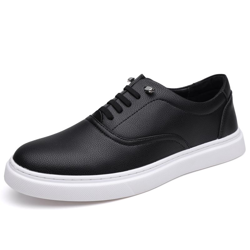 Fashion Men's Leather Casual Sneakers Breathable Walking Shoes Fashion Male Flats Lace-Up Skate Shoes Men 2025 New Men's Vulcanize Shoes