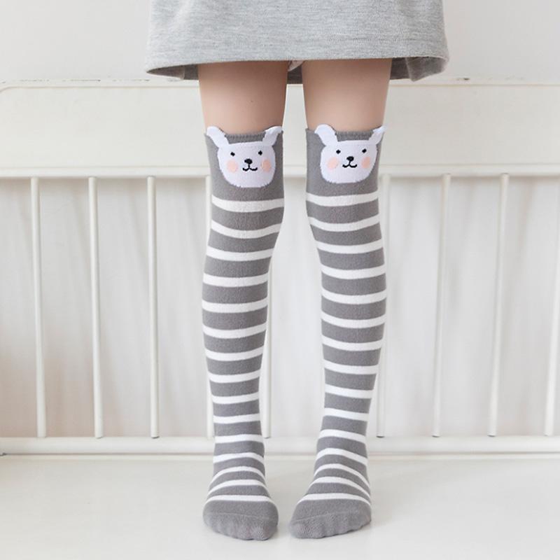 Kids Knee High Socks Cotton Cartoon Animal Striped Long Socks For Boys Girls Toddler School Trendy Comfortable 2-12 Years