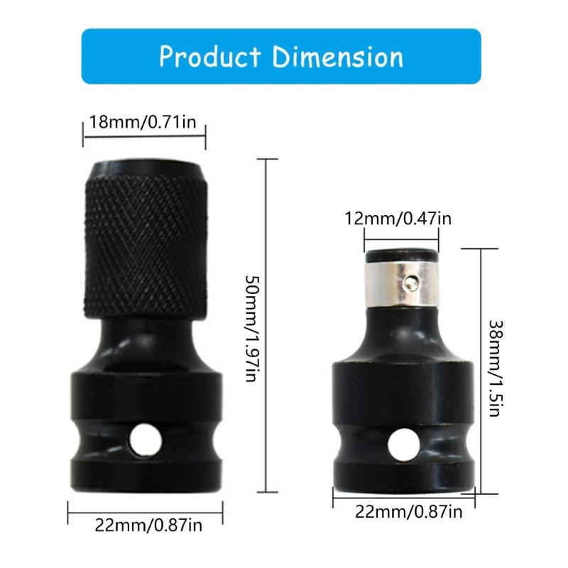 1/2'' Square To 1/4'' Socket Adapter Drill Wrench Ratchet Drive Reducers Extension Square Impact Driver Bit Set