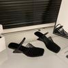 French woven mesh hollow bag head half slippers women's shoes wear 2025 summer wedge heel high heel Roman sandals