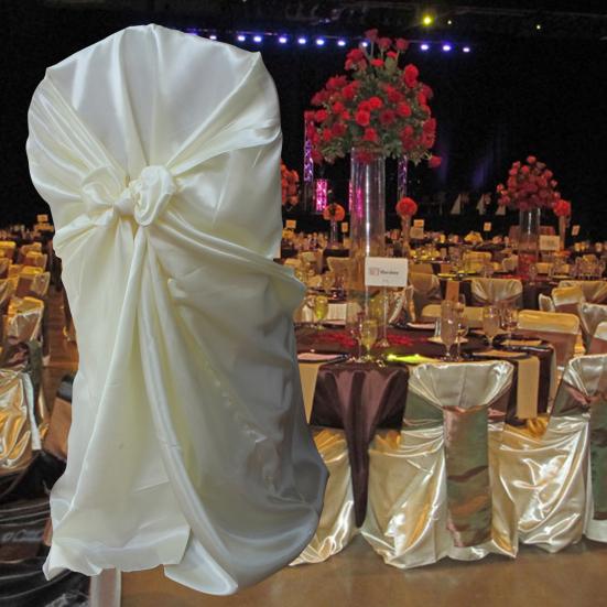 Chair Cover Dust-proof Removable Satin Skirted Back Self-tie Chair Cover Protector Event Party Supplies