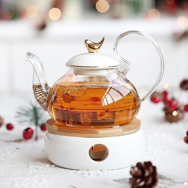Heat-Resistant Glass Teapot with Warmer