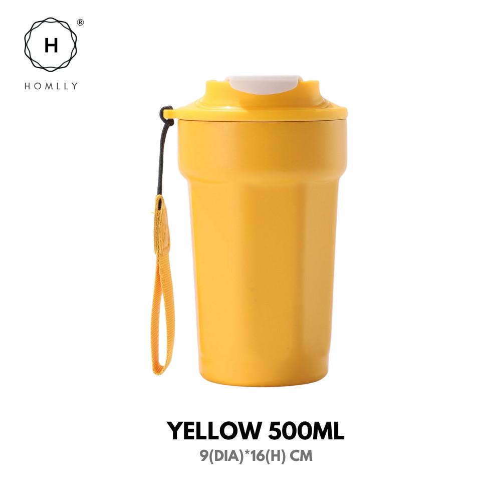 Homlly Dolii Insulated Vacuum Stainless Steel Thermal Travel Coffee Mug with Leakproof Lid (500ml) 2PCS