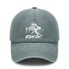 [Fishing Baseball Cap] Vintage Washed Unisex "FISH ON!" Print Polyester Adjustable Curved Brim Outdoor Sports Hat For Camping Beach Daily Wear - Dad