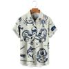 Colorful Irregular Patterns Hawaiian Shirt For Men Tree Leaves 3D Printed Short Sleeves Summer Lapel Blouse Street Aloha Shirts