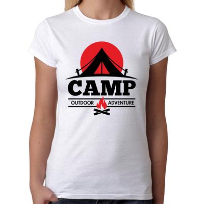 Camp Extérieur Adventure Camping Voyage Camper Tente Feu De Camp Congé T-Shirt