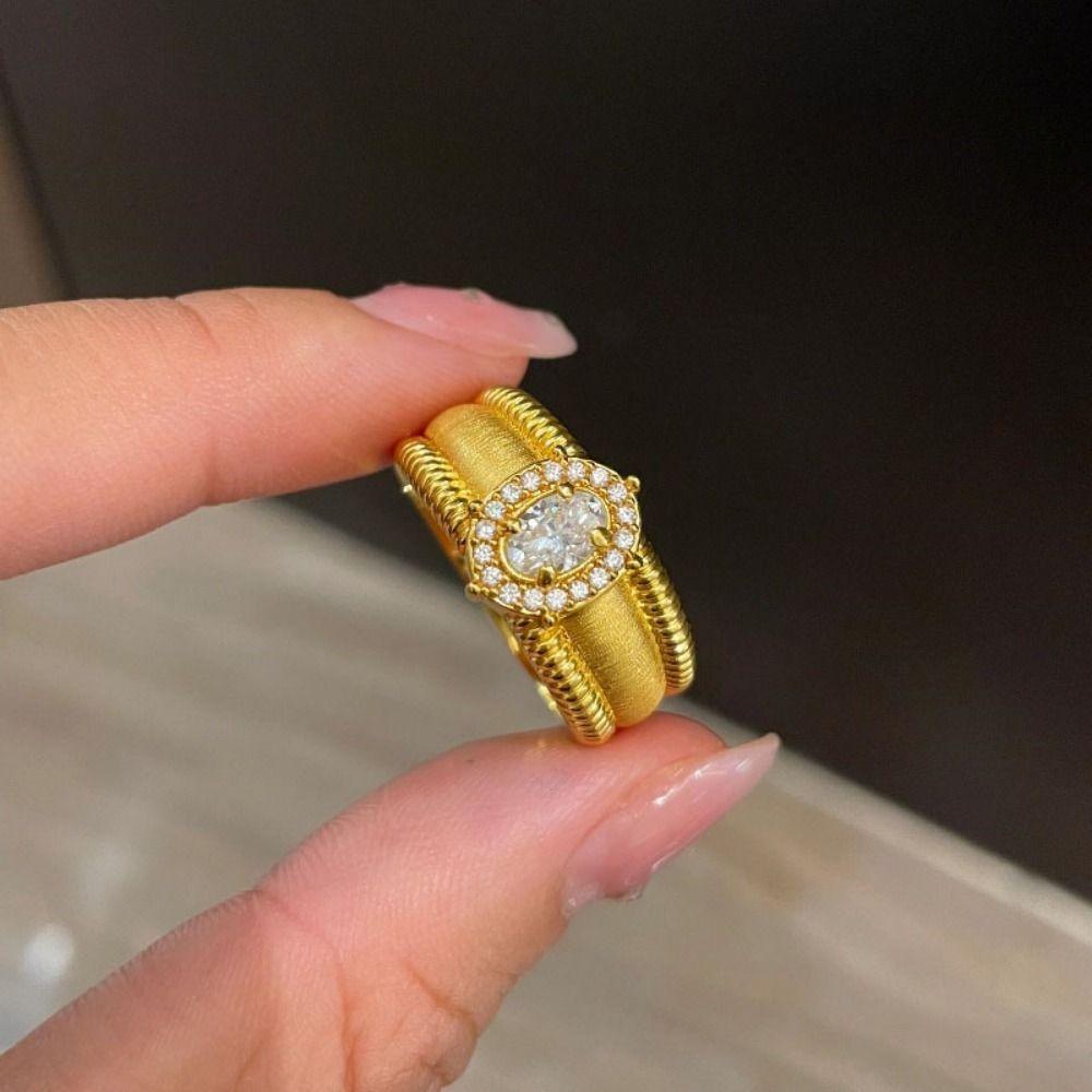 Vintage Crystal Split Ring Unique Adjustable Finger Rings Retro Pearl Opening Rings  Female