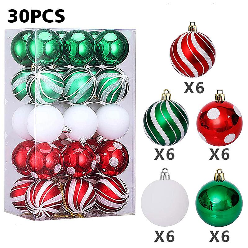 30pc/box Painting New Year Sparkling Christmas Balls Gifts Christmas Tree Pendants Home Hanging Pendants Exquisite 6cm