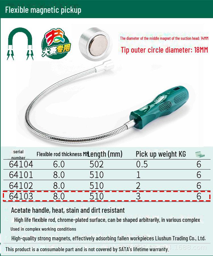 Shida Bendable Tool Picker with Strong Iron Magnetic Suction Rod for Auto Repair