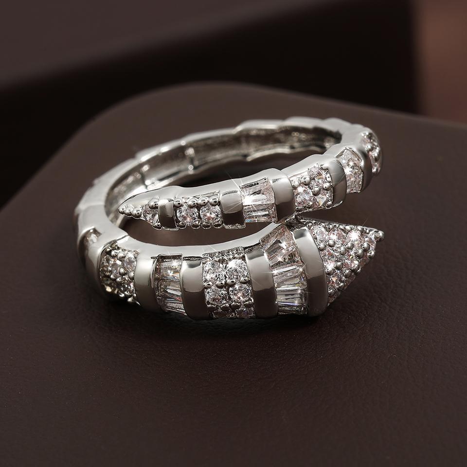 

ZAKOL Горячая Распродажа Кольца Открытые Зигзагообразные с Цирконом для Женщин Нишевый Дизайн Блестящий Кубический Цирконий Пара Роскошные Цирконовые Подарки resizable