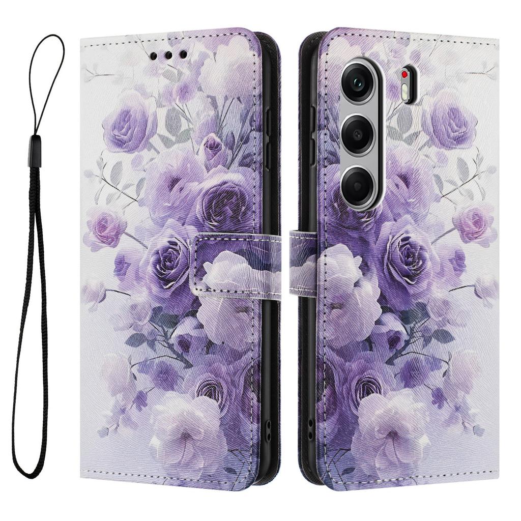 Wallet Case for TECNO Camon 40 Pro 4G Pattern Printing PU Leather Phone Cover with Lanyard