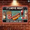 Vintage Movie Night Metal Tin Sign Retro Wall Art Decor 8x12 Inches Home Theater Cafe Bar