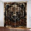 2PCS- Exquisite Animal Viking Bear Pattern Printed Curtains, Pole Bag Home Decoration, Room Decoration