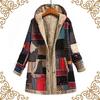 Womens Fashion Ethnic Style Printed Hooded Mid- Long Coat Loose Outwear Match Colors Plus Size Coat
