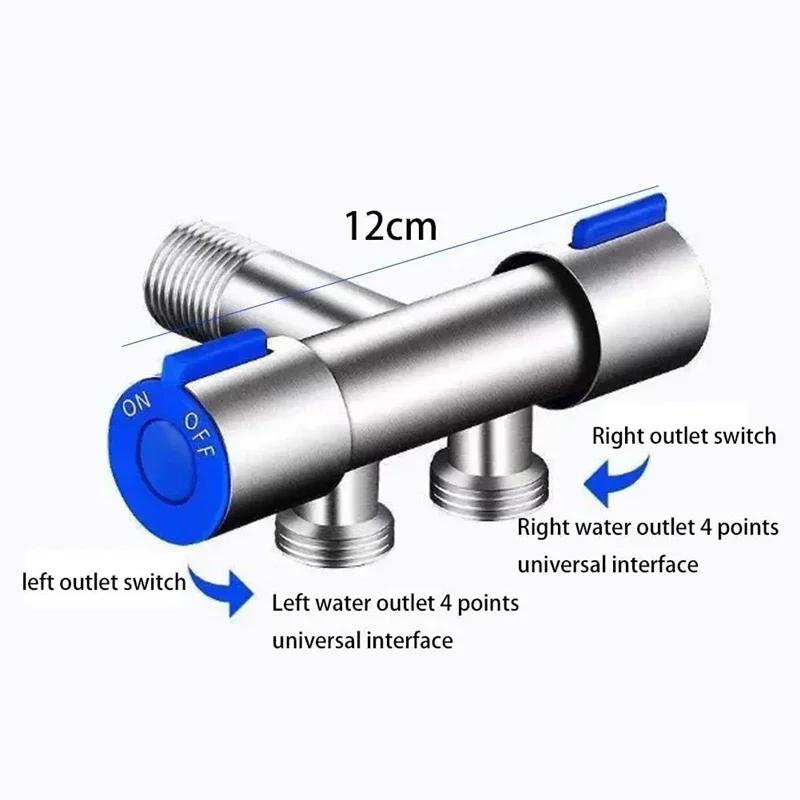 Dual Control Double Handle Stainless Steel Faucet 1 in 2 out Handheld Bidet Toilet Water Sprayer - Bathroom Accessory