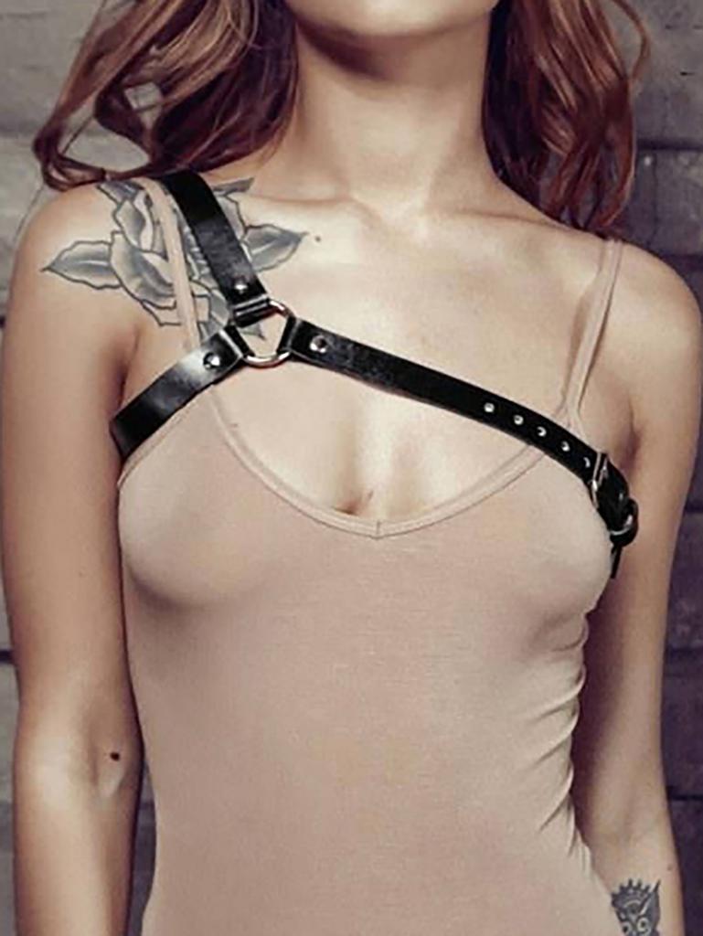Women Trend Punk Belt Bondage Belt Pu Leather Harness  Suspenders Punk Rock Decorative Waistband Clothing Accessorie