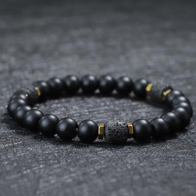 Einzigartiges Natursteinarmband für Männer, 8 mm, Obsidian, Tigeraugen, Perlenarmband, Homme, Handschmuck, schwarzer Strang, Brazalete, Pulseira