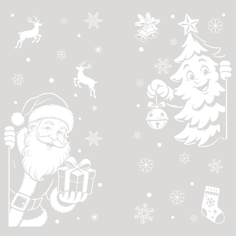 Christmas Window Clings 2 Sheets No Residue Removable Static Decals for Winter Holiday Shopping Mall Window Decor