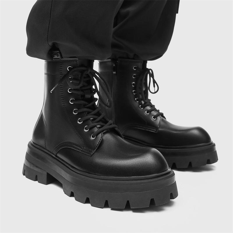 

Модная мужская обувь Fad Velvet Высокие мужские ботинки Платформа Матовая кожа Ботинки-локомотивы Высококачественные ботильоны на толстой подошве Botas Hombre 44