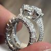 Huitan Luxury s/Set Women Ring CopperColor Wedding Engagement Noble Accessories Elegant Party Trendy Jewelry with Shiny CZ