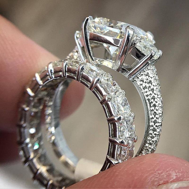 Huitan Luxury s/Set Women Ring CopperColor Wedding Engagement Noble Accessories Elegant Party Trendy Jewelry with Shiny CZ