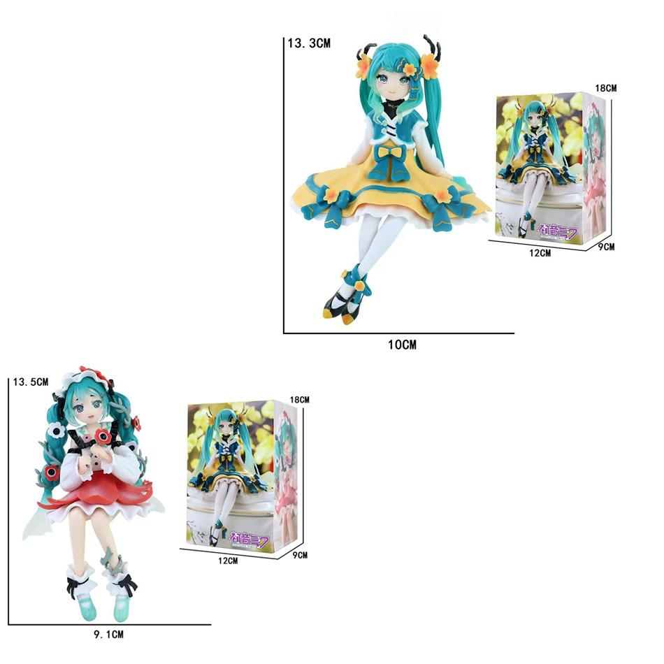 New Hatsune Miku Anime Figure Pink Sakura Sitting Position PVC Figure Model Toy Decoration Collect Gifts Children Birthday Gift